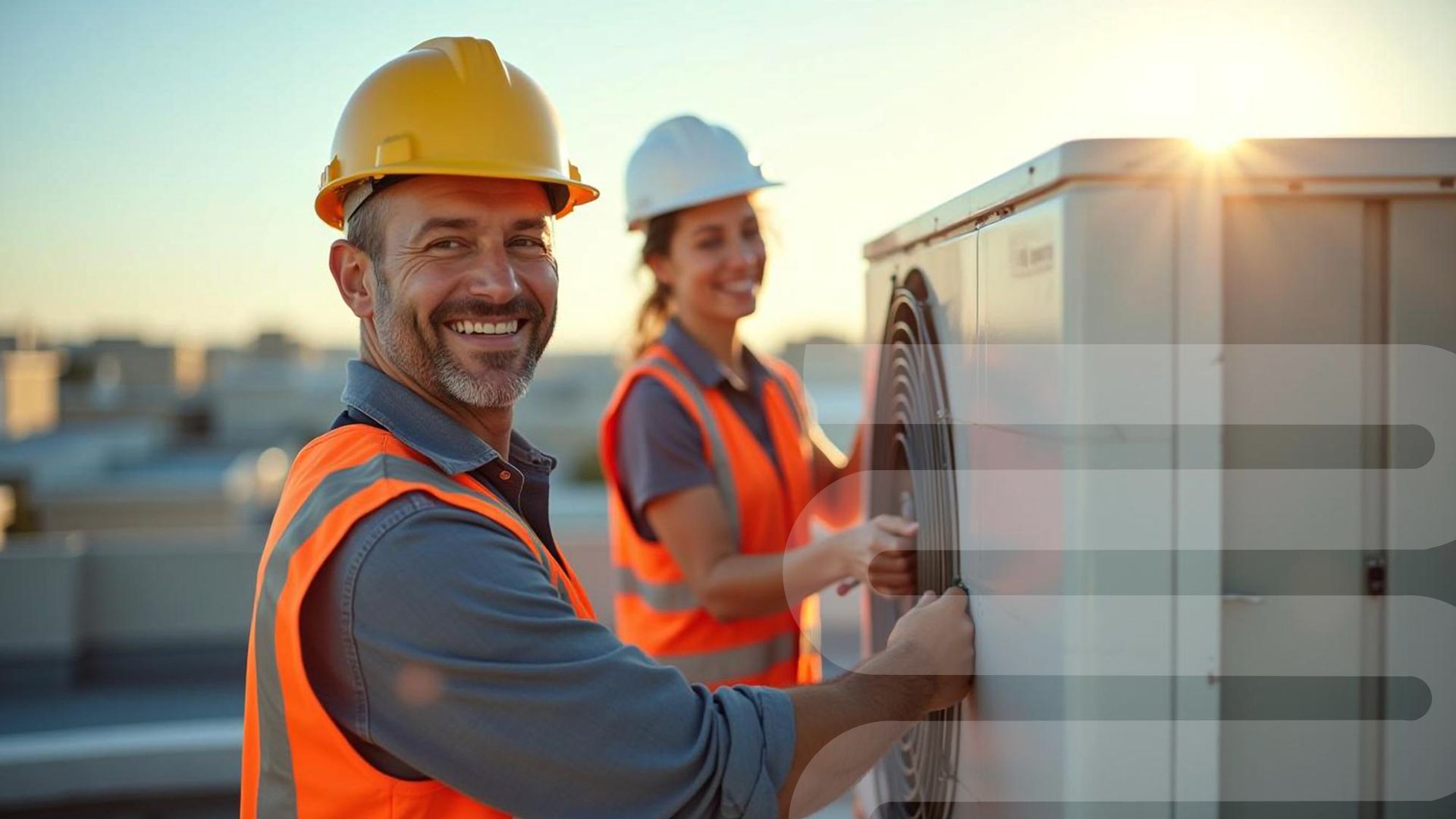 Workers smiling at camera